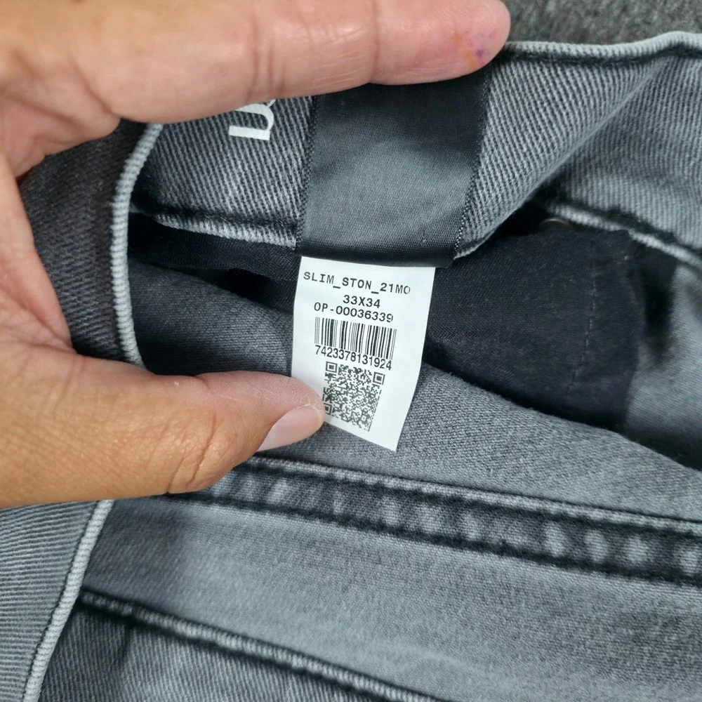 Mott & Bow Jeans Mens Fits 34x34 Gray Stone Wash Slim Fit Premium Denim Stretch